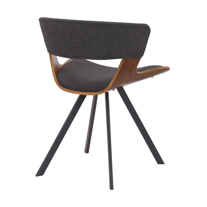 Ulric Wood and Metal Modern Dining Room Accent Chair in Charcoal Gray