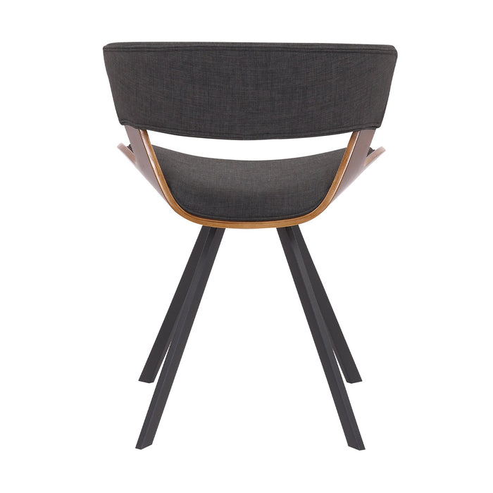 Ulric Wood and Metal Modern Dining Room Accent Chair in Charcoal Gray