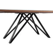 Urbino Mid-Century Dining Table in Matte Black Finish with Walnut and Dark Gray Glass Top - Furniture City (CA)l