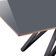 Urbino Mid-Century Dining Table in Matte Black Finish with Walnut and Dark Gray Glass Top - Furniture City (CA)l