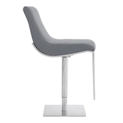 Victory Contemporary Swivel Barstool in Brushed Stainless Steel and Gray Faux Leather - Furniture City (CA)l