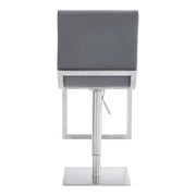 Victory Contemporary Swivel Barstool in Brushed Stainless Steel and Gray Faux Leather - Furniture City (CA)l