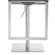 Victory Contemporary Swivel Barstool in Brushed Stainless Steel and Gray Faux Leather - Furniture City (CA)l