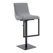 Victory Contemporary Swivel Barstool in Matte Black Finish and Gray Faux Leather - Furniture City (CA)l