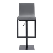 Victory Contemporary Swivel Barstool in Matte Black Finish and Gray Faux Leather - Furniture City (CA)l