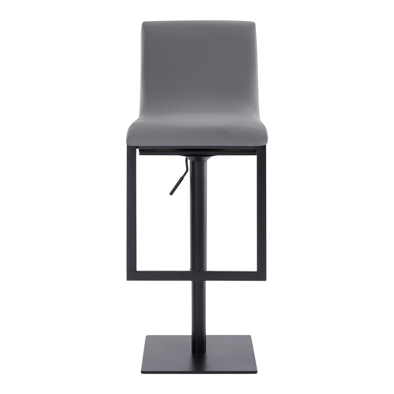 Victory Contemporary Swivel Barstool in Matte Black Finish and Gray Faux Leather - Furniture City (CA)l