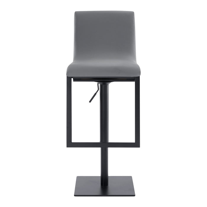 Victory Contemporary Swivel Barstool in Matte Black Finish and Gray Faux Leather