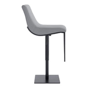 Victory Contemporary Swivel Barstool in Matte Black Finish and Gray Faux Leather - Furniture City (CA)l