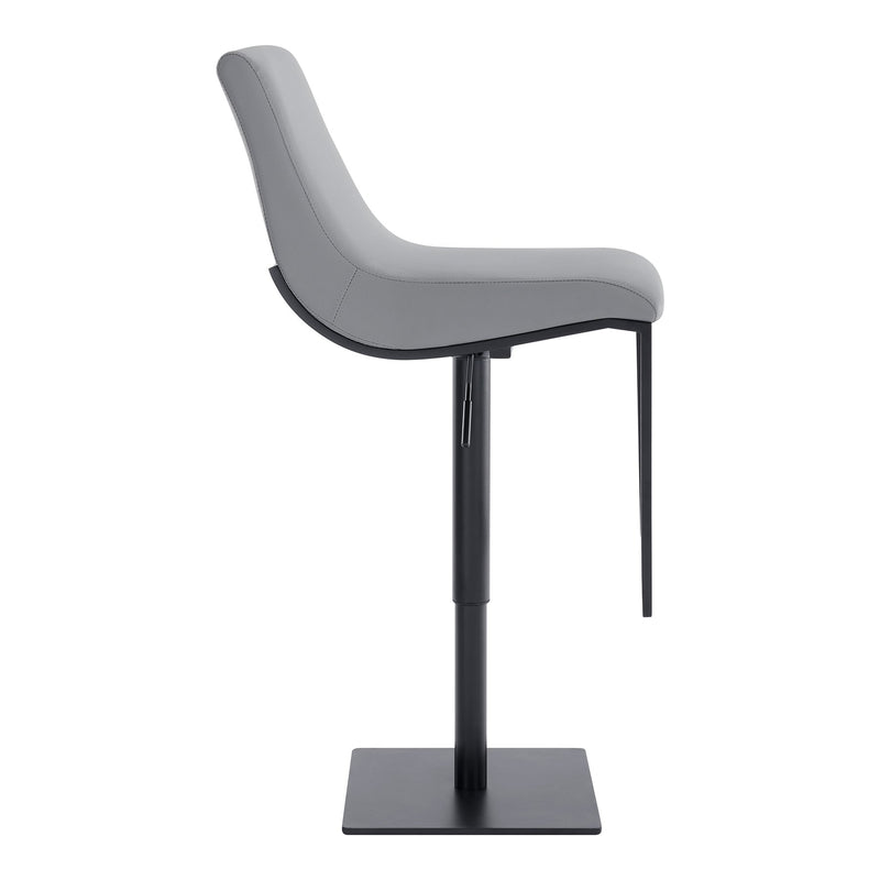 Victory Contemporary Swivel Barstool in Matte Black Finish and Gray Faux Leather - Furniture City (CA)l