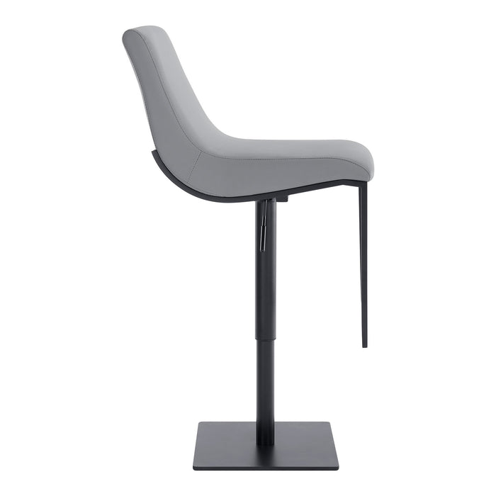 Victory Contemporary Swivel Barstool in Matte Black Finish and Gray Faux Leather