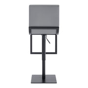 Victory Contemporary Swivel Barstool in Matte Black Finish and Gray Faux Leather - Furniture City (CA)l