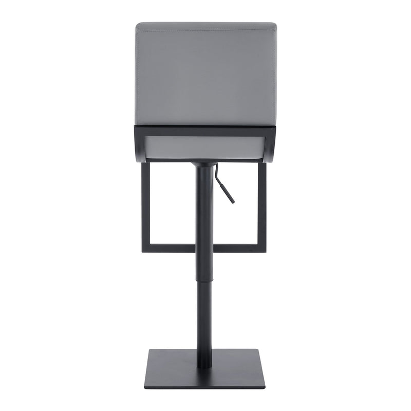 Victory Contemporary Swivel Barstool in Matte Black Finish and Gray Faux Leather - Furniture City (CA)l