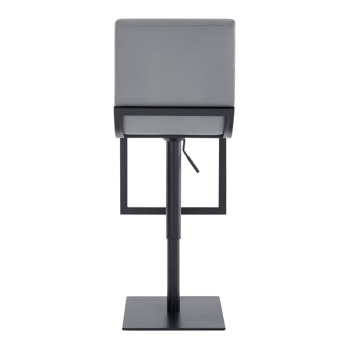 Victory Contemporary Swivel Barstool in Matte Black Finish and Gray Faux Leather
