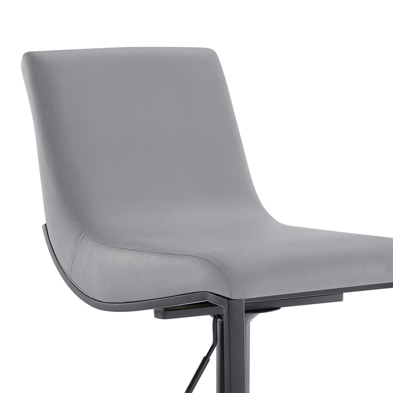 Victory Contemporary Swivel Barstool in Matte Black Finish and Gray Faux Leather - Furniture City (CA)l