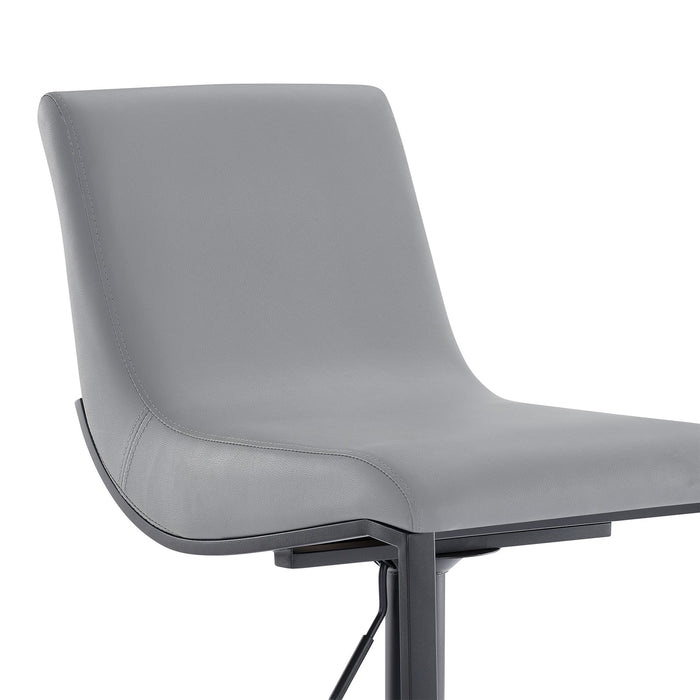 Victory Contemporary Swivel Barstool in Matte Black Finish and Gray Faux Leather