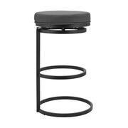Vander 26" Gray Faux Leather and Black Metal Swivel Bar Stool - Furniture City (CA)l