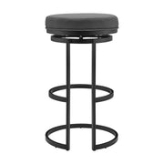 Vander 30" Gray Faux Leather and Black Metal Swivel Bar Stool - Furniture City (CA)l