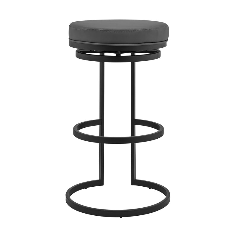 Vander 30" Gray Faux Leather and Black Metal Swivel Bar Stool - Furniture City (CA)l