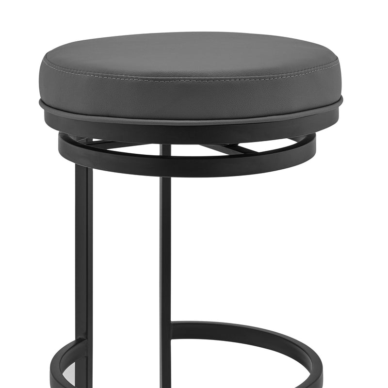 Vander 30" Gray Faux Leather and Black Metal Swivel Bar Stool - Furniture City (CA)l