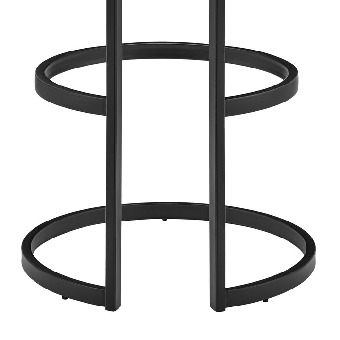 Vander 30" Gray Faux Leather and Black Metal Swivel Bar Stool