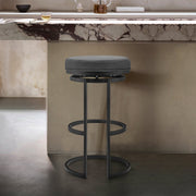 Vander 30" Gray Faux Leather and Black Metal Swivel Bar Stool - Furniture City (CA)l