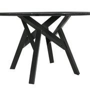Venus 54" Round Mid-Century Modern Black Marble Dining Table with Black Wood Legs - Furniture City (CA)l