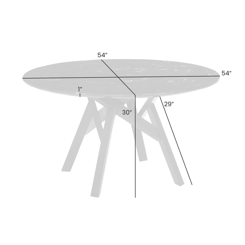 Venus 54" Round Mid-Century Modern Black Marble Dining Table with Black Wood Legs - Furniture City (CA)l