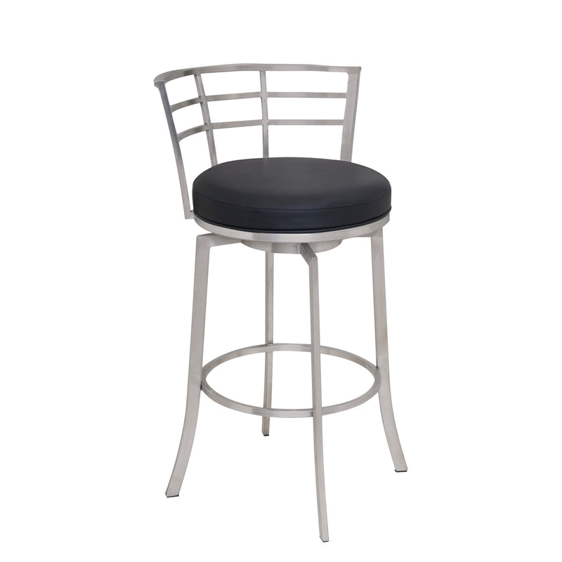 Viper 26" Counter Height Swivel Black Faux Leather and Brushed Stainless Steel Bar Stool - Furniture City (CA)l