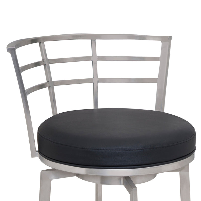 Viper 26" Counter Height Swivel Black Faux Leather and Brushed Stainless Steel Bar Stool - Furniture City (CA)l