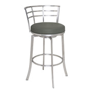 Viper 26" Counter Height Swivel Gray Faux Leather and Brushed Stainless Steel Bar Stool - Furniture City (CA)l