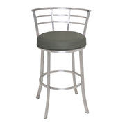 Viper 26" Counter Height Swivel Gray Faux Leather and Brushed Stainless Steel Bar Stool - Furniture City (CA)l