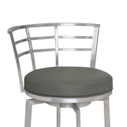 Viper 26" Counter Height Swivel Gray Faux Leather and Brushed Stainless Steel Bar Stool - Furniture City (CA)l