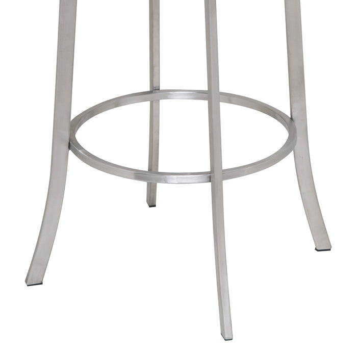 Viper 26" Counter Height Swivel Gray Faux Leather and Brushed Stainless Steel Bar Stool