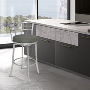 Viper 26" Counter Height Swivel Gray Faux Leather and Brushed Stainless Steel Bar Stool - Furniture City (CA)l