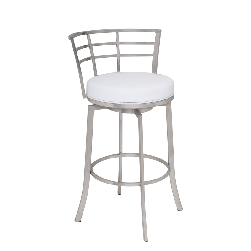 Viper 26" Counter Height Swivel White Faux Leather and Brushed Stainless Steel Bar Stool - Furniture City (CA)l