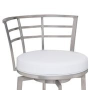 Viper 26" Counter Height Swivel White Faux Leather and Brushed Stainless Steel Bar Stool - Furniture City (CA)l
