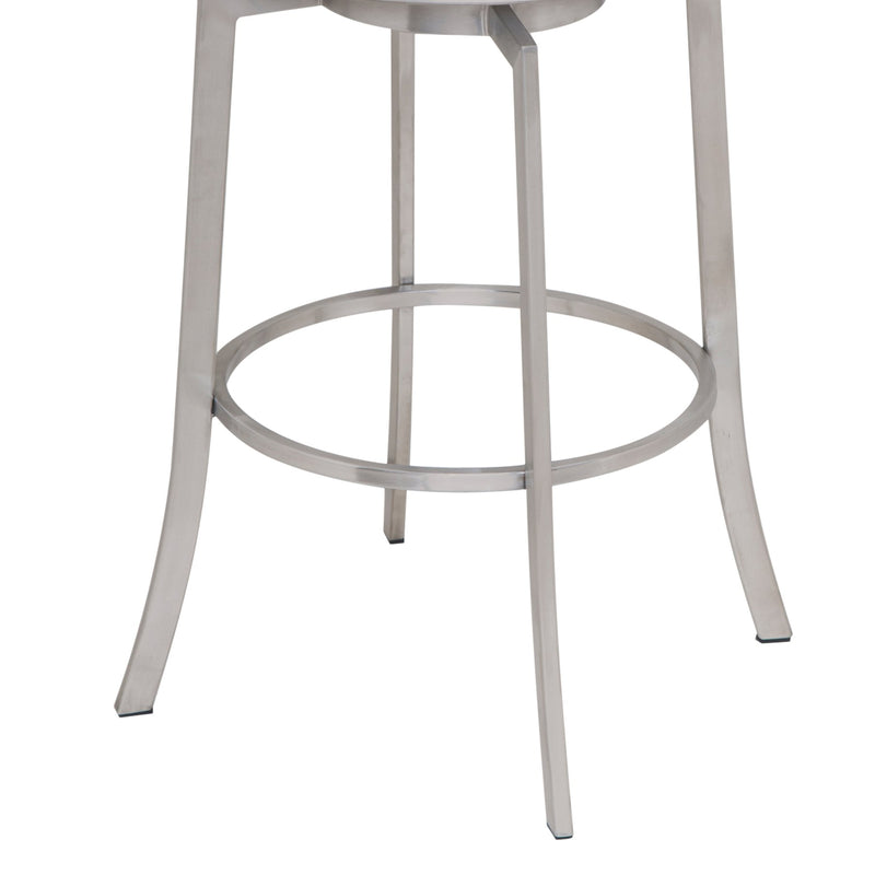 Viper 26" Counter Height Swivel White Faux Leather and Brushed Stainless Steel Bar Stool - Furniture City (CA)l