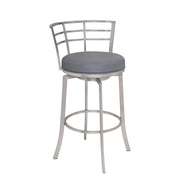 Viper 30" Bar Height Swivel Gray Faux Leather and Brushed Stainless Steel Bar Stool - Furniture City (CA)l