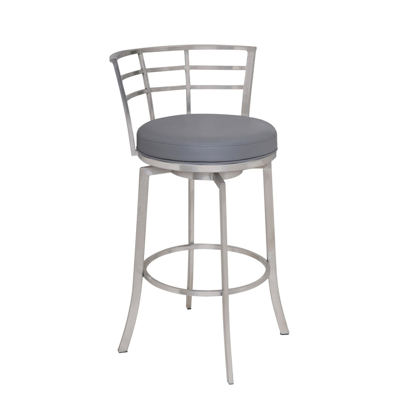 Viper 30" Bar Height Swivel Gray Faux Leather and Brushed Stainless Steel Bar Stool - Furniture City (CA)l