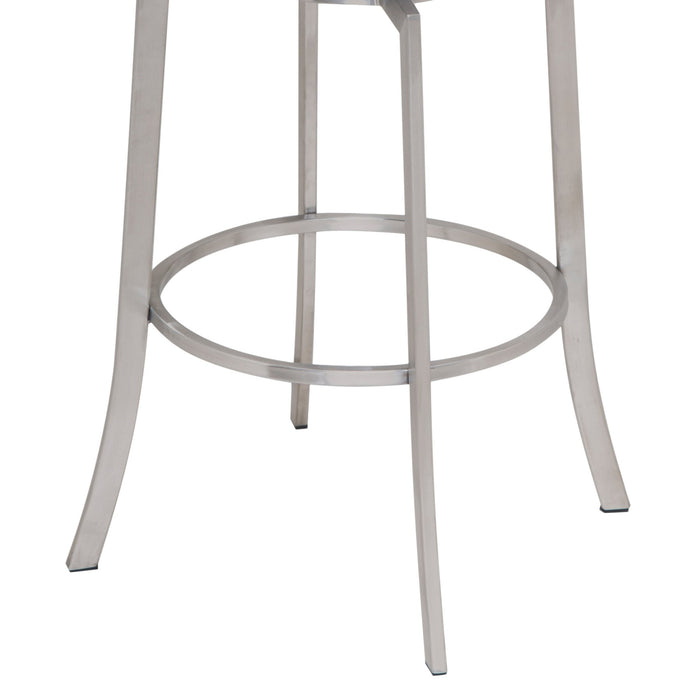 Viper 30" Bar Height Swivel Gray Faux Leather and Brushed Stainless Steel Bar Stool