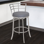 Viper 30" Bar Height Swivel Gray Faux Leather and Brushed Stainless Steel Bar Stool - Furniture City (CA)l