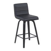 Vienna Modern Counter Height Swivel Bar Stool with Black Faux Leather Seat and Black Brushed Wood Frame - Furniture City (CA)l