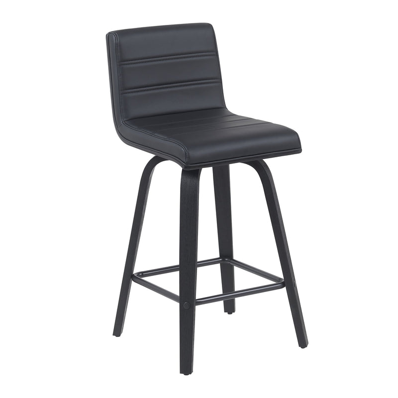 Vienna Modern Counter Height Swivel Bar Stool with Black Faux Leather Seat and Black Brushed Wood Frame - Furniture City (CA)l