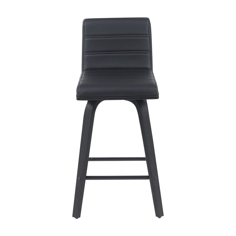 Vienna Modern Counter Height Swivel Bar Stool with Black Faux Leather Seat and Black Brushed Wood Frame - Furniture City (CA)l