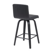 Vienna Modern Counter Height Swivel Bar Stool with Black Faux Leather Seat and Black Brushed Wood Frame - Furniture City (CA)l