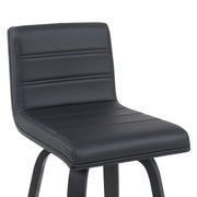 Vienna Modern Counter Height Swivel Bar Stool with Black Faux Leather Seat and Black Brushed Wood Frame - Furniture City (CA)l