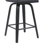 Vienna Modern Counter Height Swivel Bar Stool with Black Faux Leather Seat and Black Brushed Wood Frame - Furniture City (CA)l