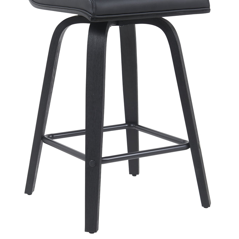 Vienna Modern Counter Height Swivel Bar Stool with Black Faux Leather Seat and Black Brushed Wood Frame - Furniture City (CA)l