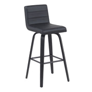 Vienna Modern Swivel Bar Height Stool with Black Faux Leather Seat and Black Brushed Wood Frame - Furniture City (CA)l