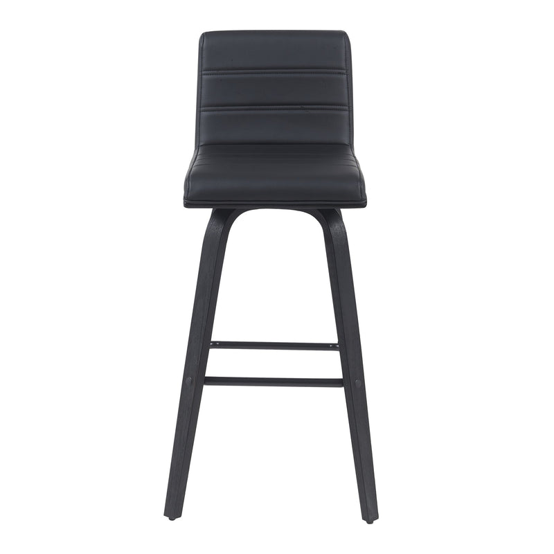 Vienna Modern Swivel Bar Height Stool with Black Faux Leather Seat and Black Brushed Wood Frame - Furniture City (CA)l